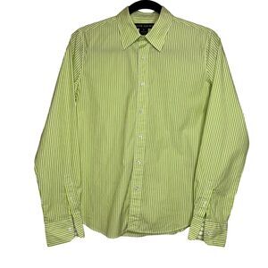 Ralph Lauren Black Label Size 8 Stripe Lime Green Shirt Button Front Long Sleeve